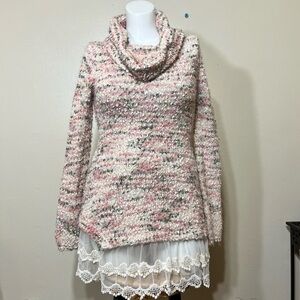 RYU ANTHROPOLOGIE BRAND Small/Medium acrylic blend knit and lace sweater dress